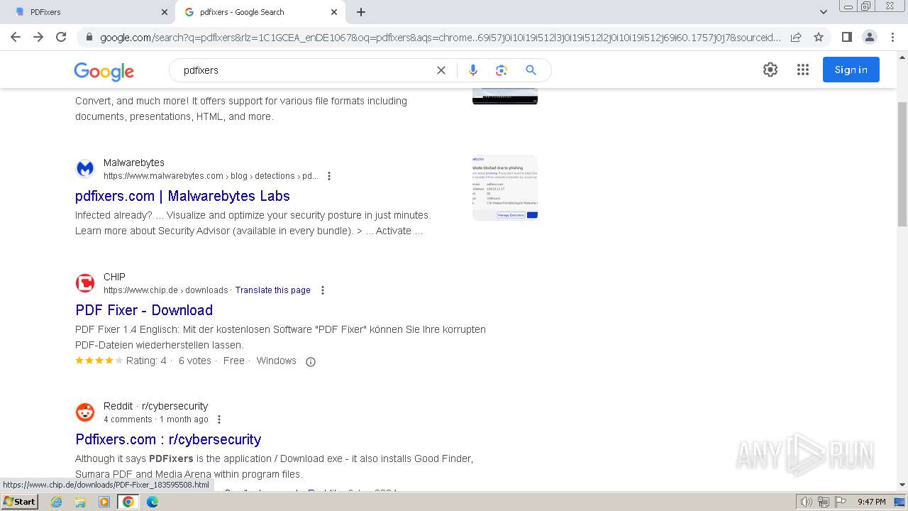 Malware analysis pdfixers.com Malicious activity | ANY.RUN - Malware ...