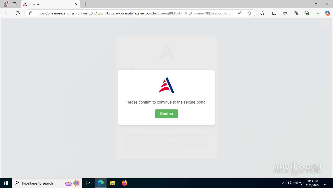 Oneamerica Sign In Malware analysis https://oneamerica_jqnyi_sign_on_lx8ht18dlj_lkkvtbgsyk ...