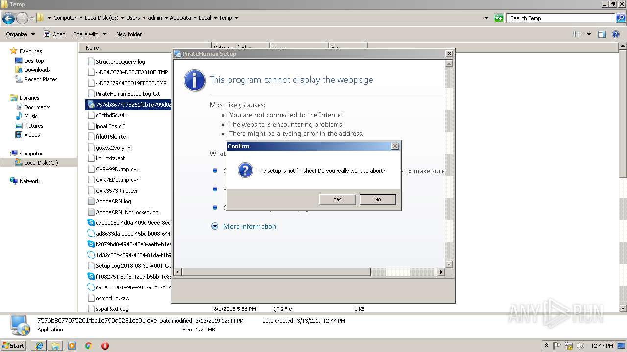 Malware analysis 7576b8677975261fbb1e799d0231ec01.exe Malicious ...