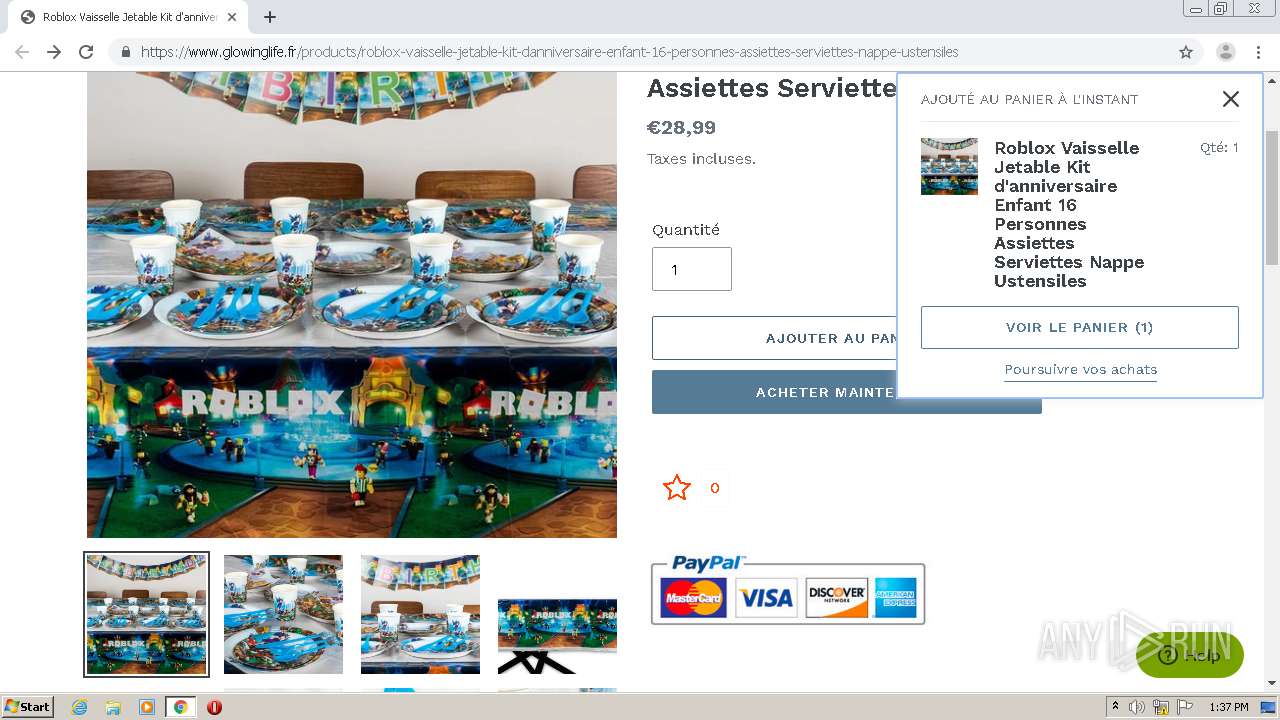 Https Www Glowinglife Fr Products Roblox Vaisselle Jetable Kit Danniversaire Enfant 16 Personnes Assiettes Serviettes Nappe Ustensiles Any Run Free Malware Sandbox Online - how much is 80 robux with tax