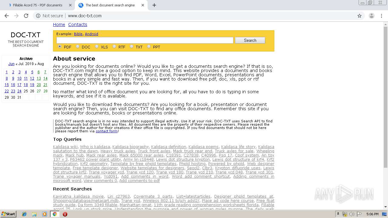 Http Www Doc Txt Com Fillable Acord 75 Pdf Any Run Free Malware Sandbox Online