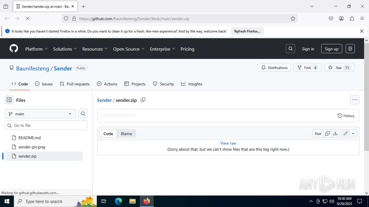 Malware analysis https://github.com/Baunifesteng/Sender/blob/main ...