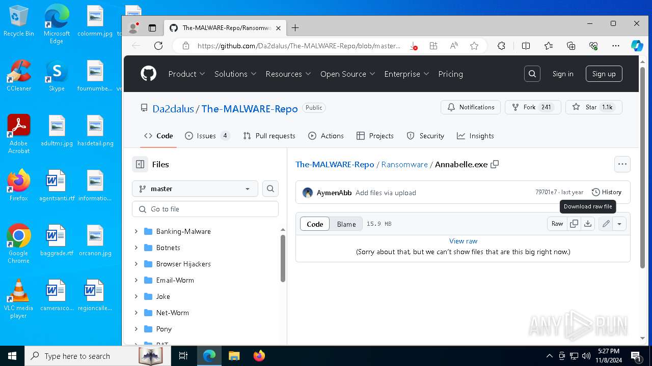 Malware analysis https://github.com/Da2dalus/The-MALWARE-Repo/blob ...