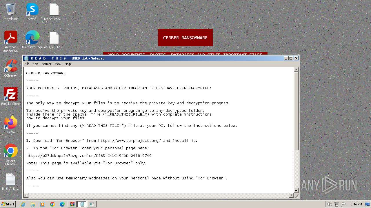 Malware analysis Ransomware.Cerber.zip Malicious activity | ANY.RUN ...