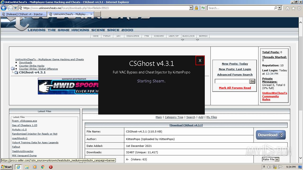 Malware analysis https//www.unknowncheats.me/forum/csgoreleases