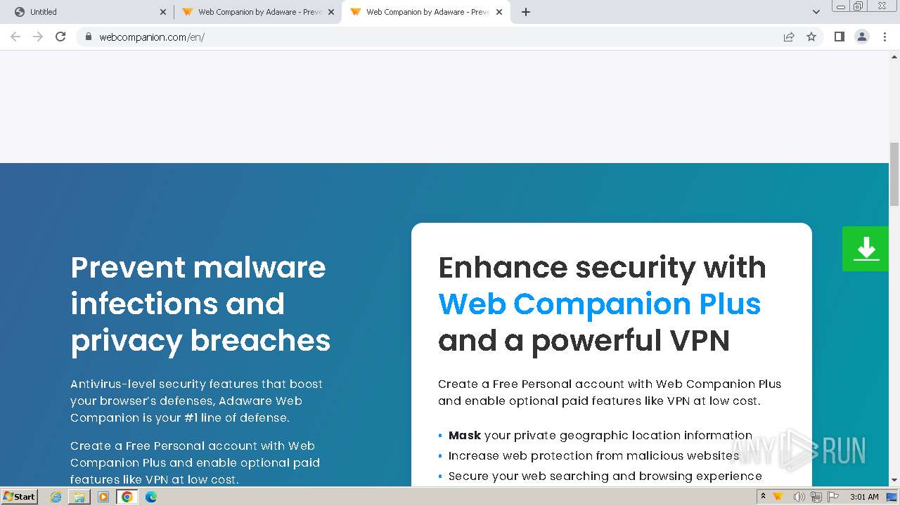 Adaware webcompanion online