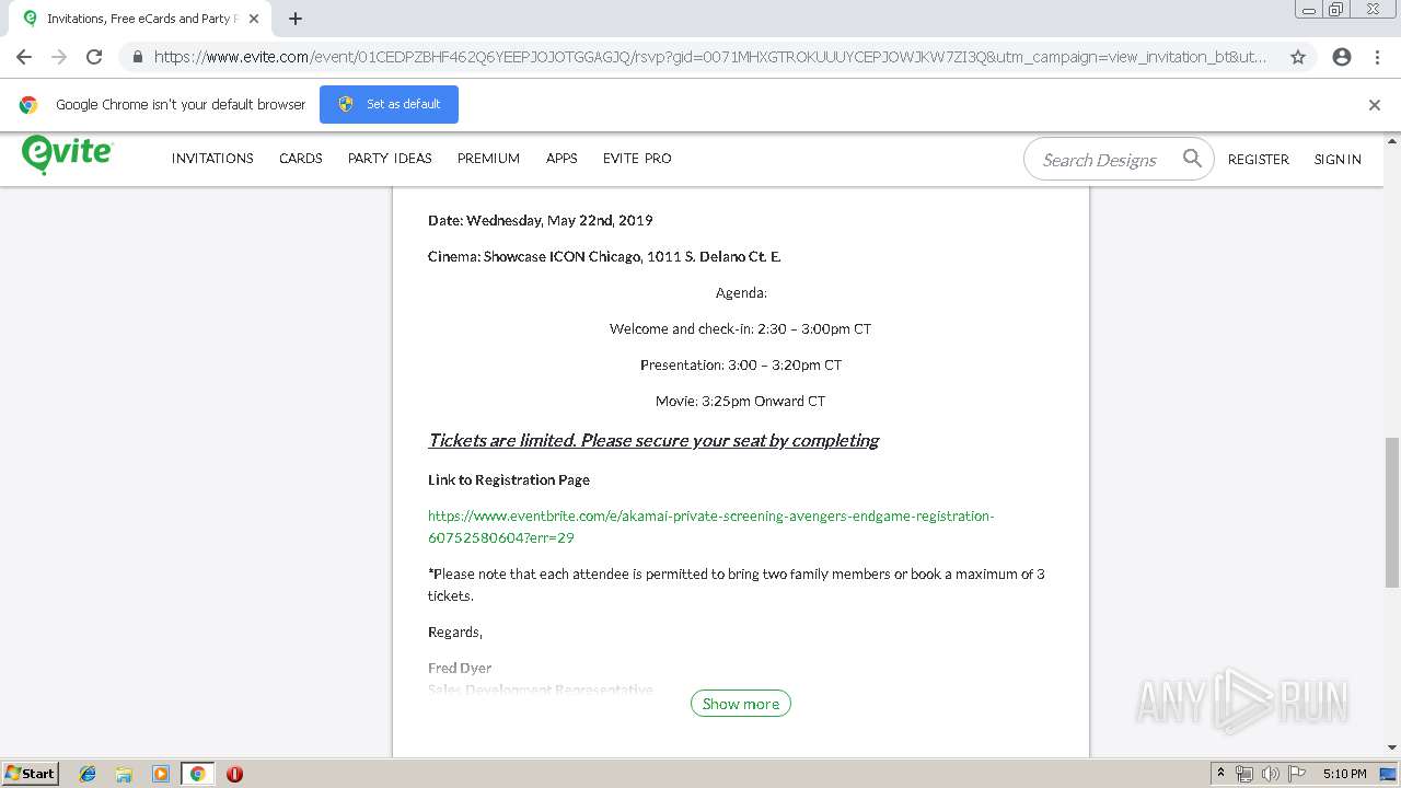 Malware analysis https://www.evite.com/_ct ...