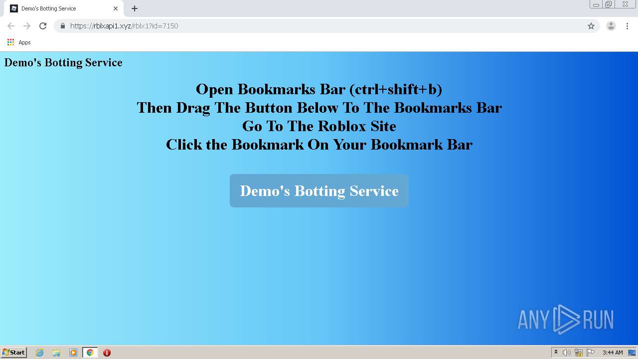 Https Rblxapi1 Xyz Rblx1 Id 7150 Any Run Free Malware Sandbox Online - roblox xyz download